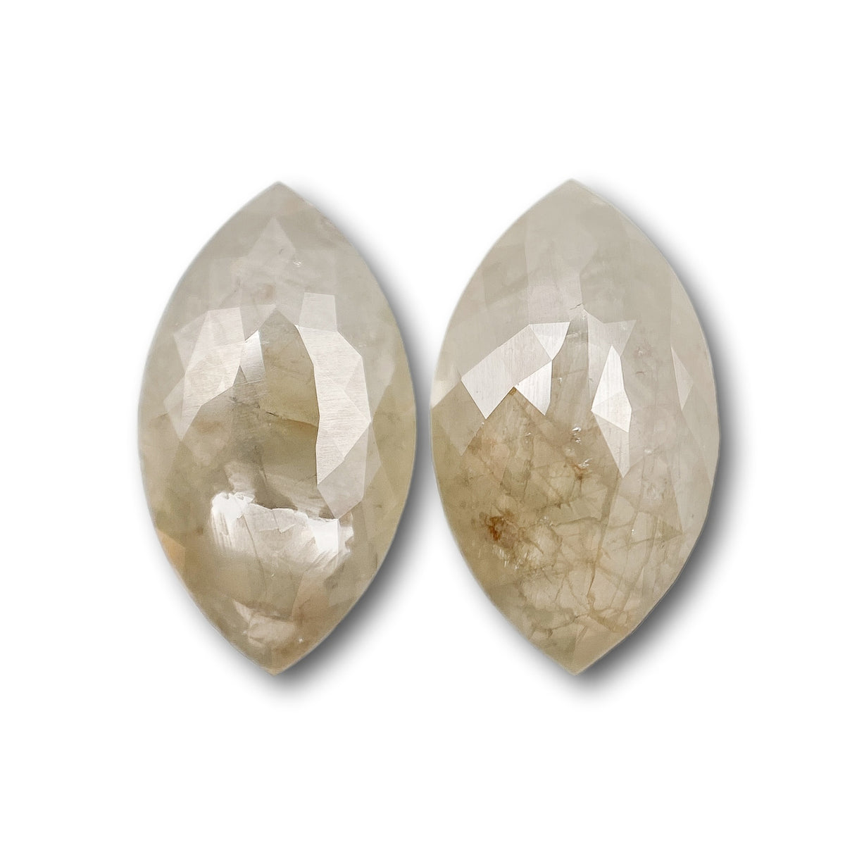 3.44cttw | Salt & Pepper Marquise Shape Rose Cut Diamond Matched Pair