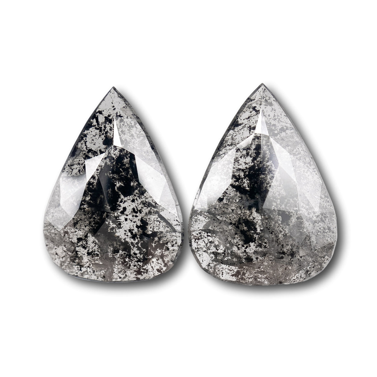 7.88cttw | Salt & Pepper Pear Shape Rose Cut Diamond Matched Pair