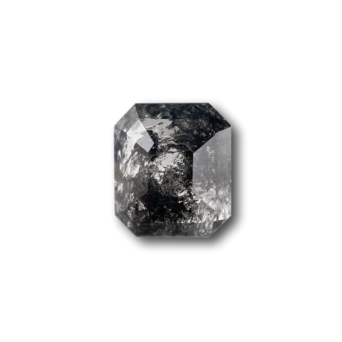 1.09ct | Salt & Pepper Emerald Shape Step Cut Diamond - Modern Rustic Diamond