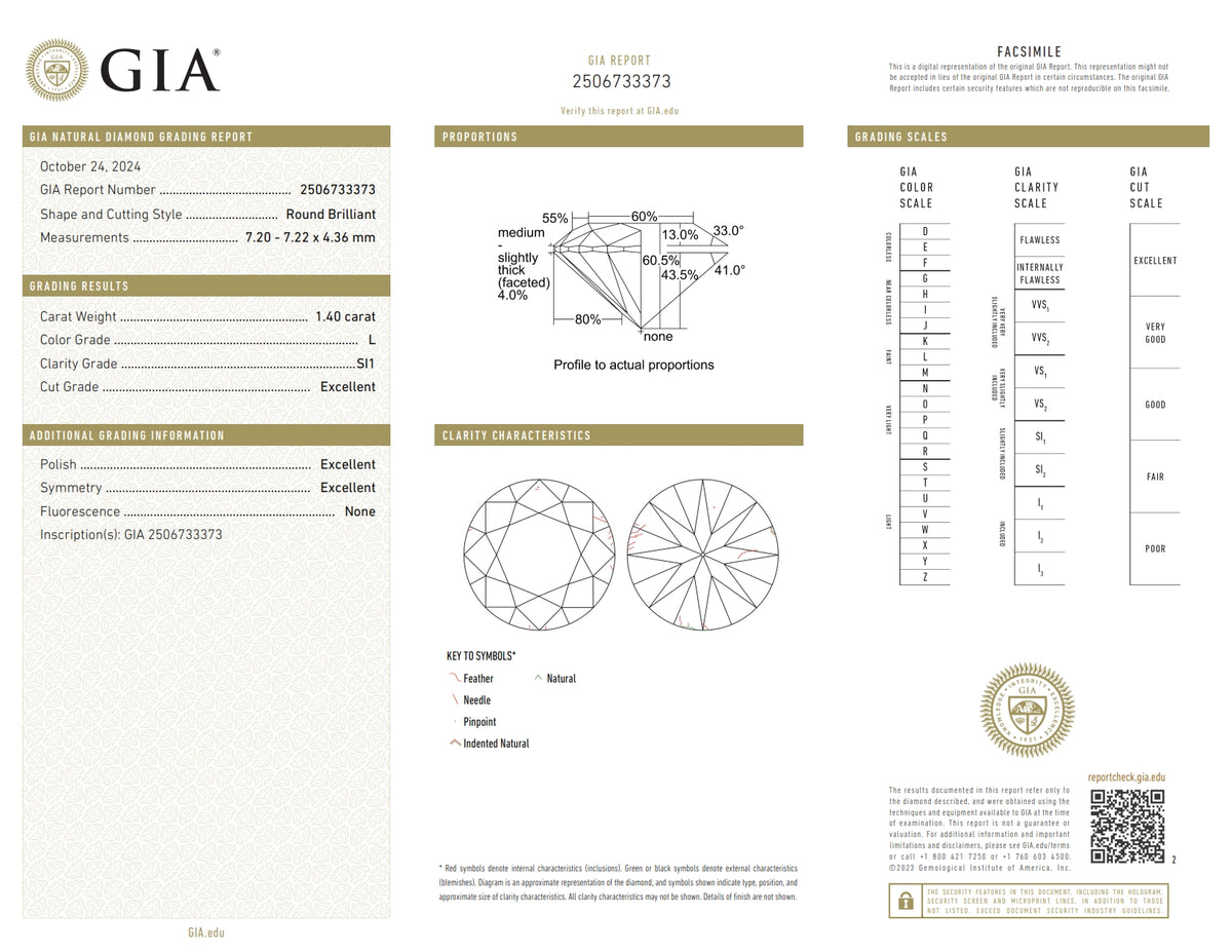 1.40ct | L/SI1 Round Shape Brilliant Cut Diamond (GIA) - Modern Rustic Diamond