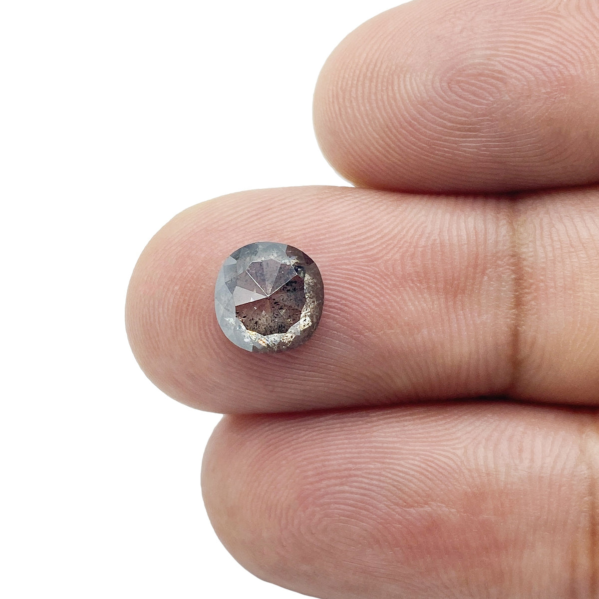 1.40ct | Salt & Pepper Cushion Shape Rose Cut Diamond - Modern Rustic Diamond