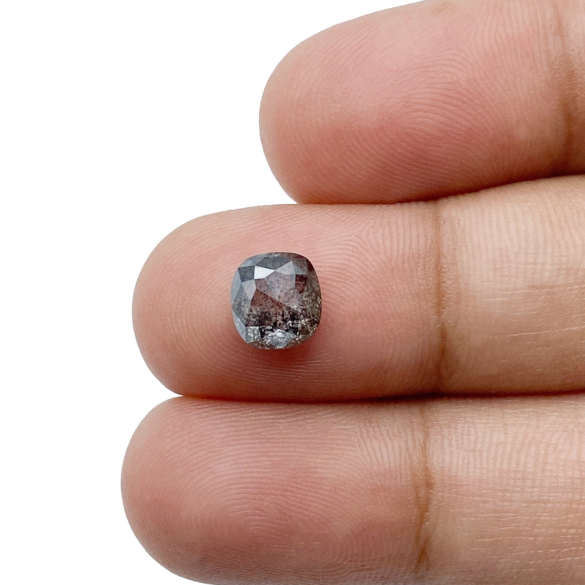 1.40ct | Salt & Pepper Cushion Shape Rose Cut Diamond - Modern Rustic Diamond