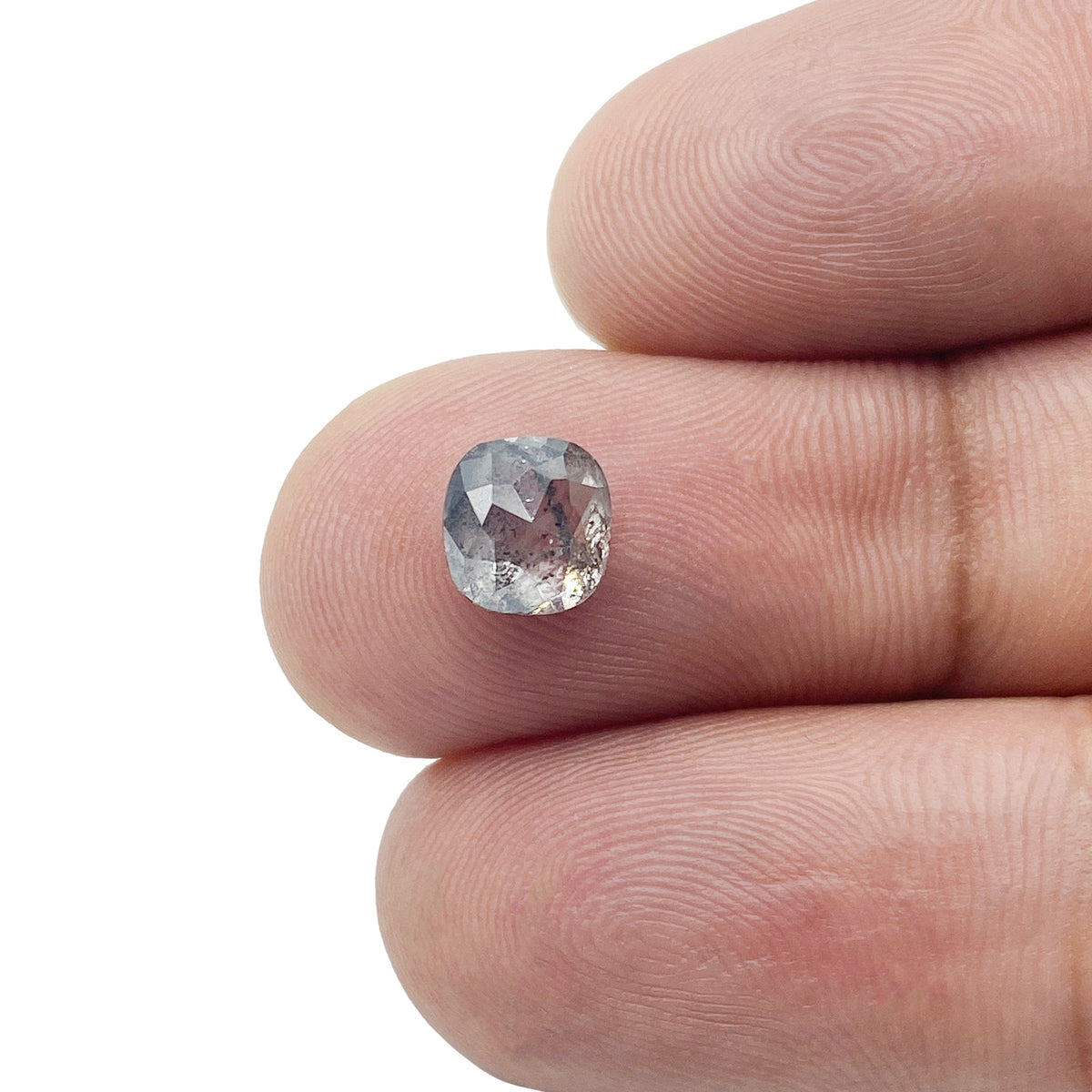 1.40ct | Salt & Pepper Cushion Shape Rose Cut Diamond - Modern Rustic Diamond