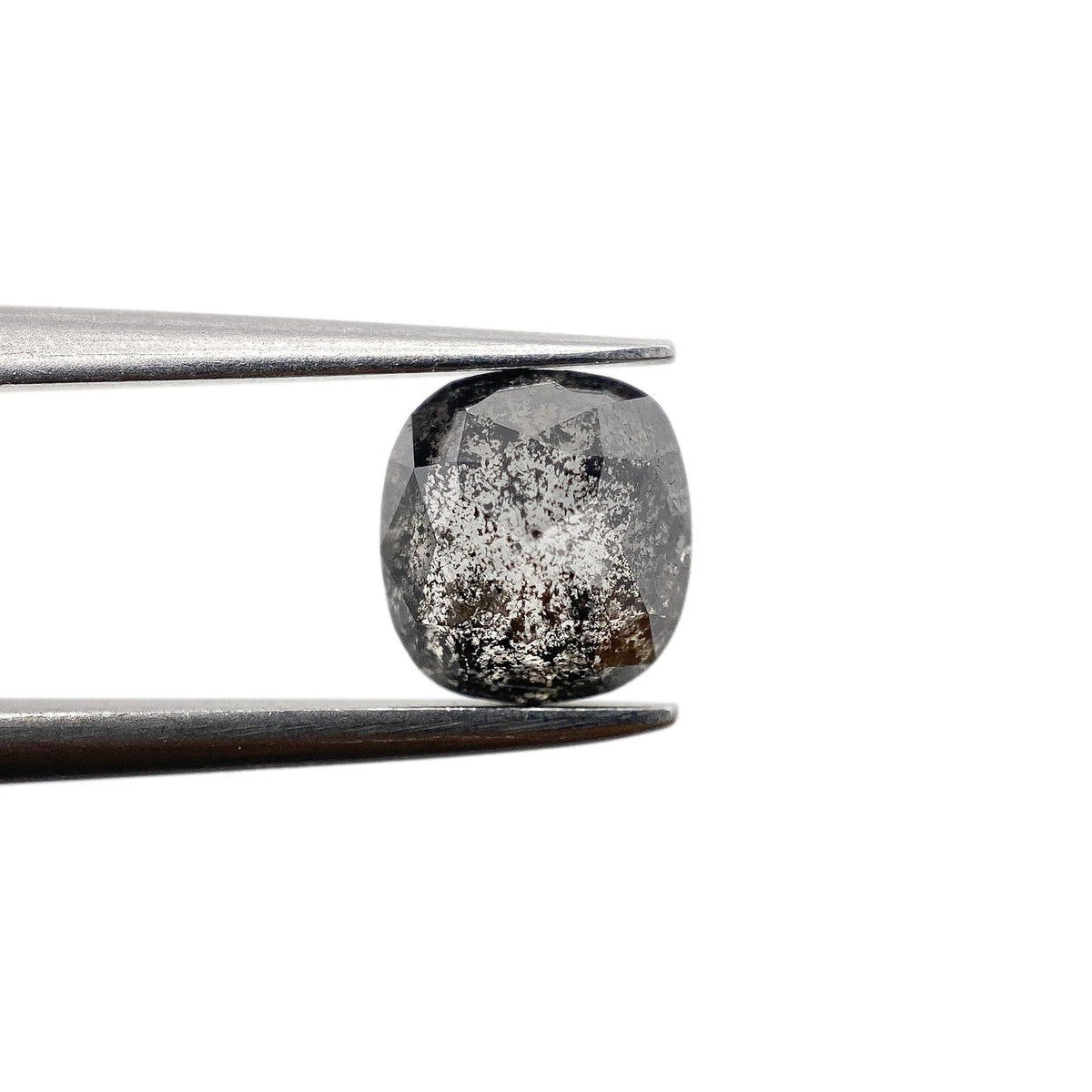 1.40ct | Salt & Pepper Cushion Shape Rose Cut Diamond - Modern Rustic Diamond
