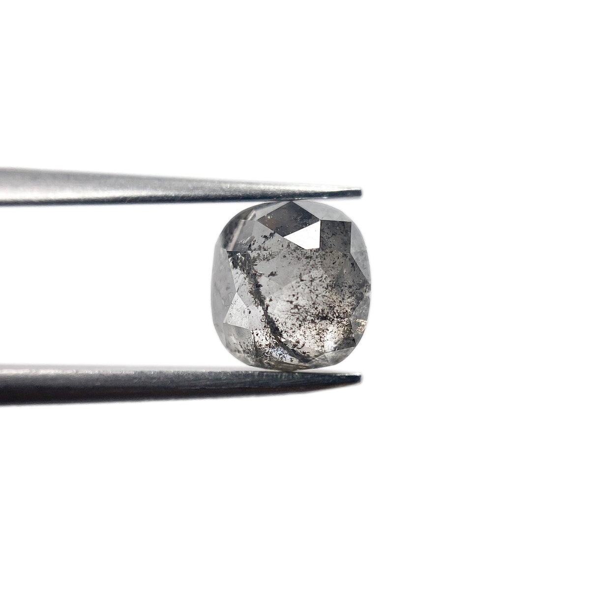 1.40ct | Salt & Pepper Cushion Shape Rose Cut Diamond - Modern Rustic Diamond