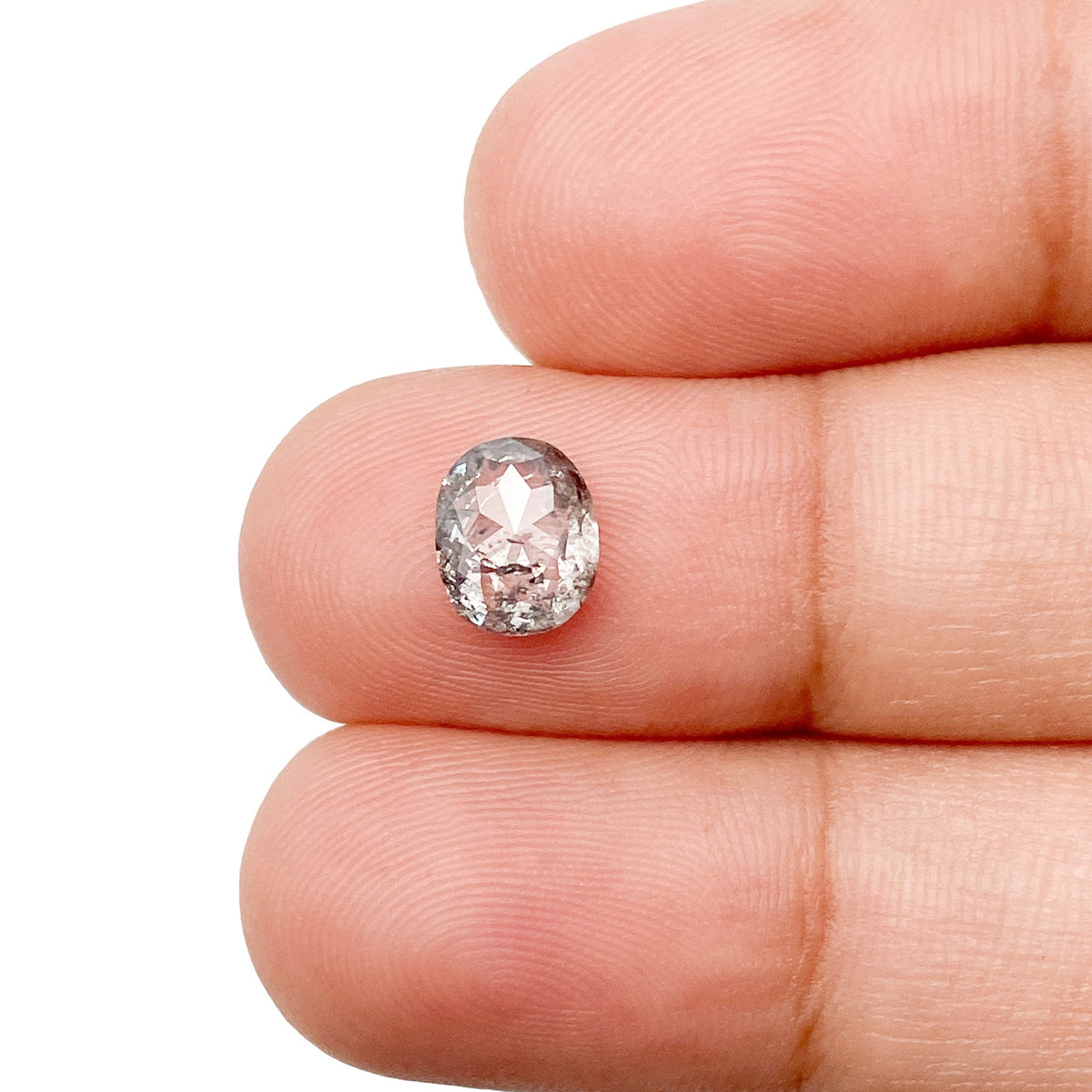 1.40ct | Salt & Pepper Oval Shape Rose Cut Diamond - Modern Rustic Diamond