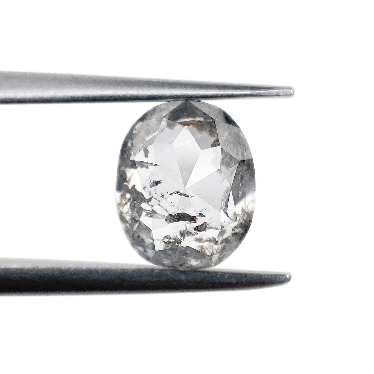 1.40ct | Salt & Pepper Oval Shape Rose Cut Diamond - Modern Rustic Diamond