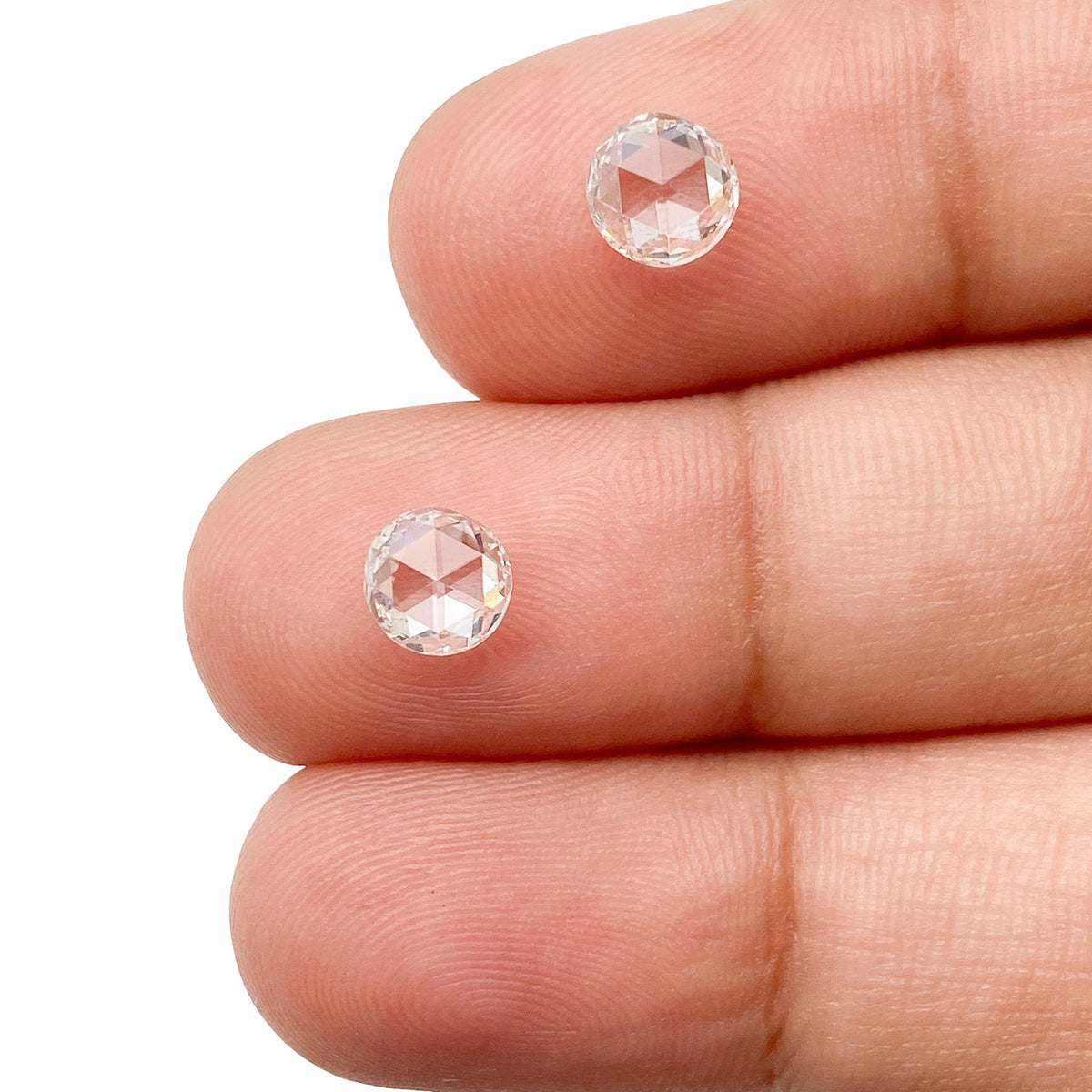1.40cttw | G VS2 Round Shape Rose Cut Diamond Matched Pair - Modern Rustic Diamond