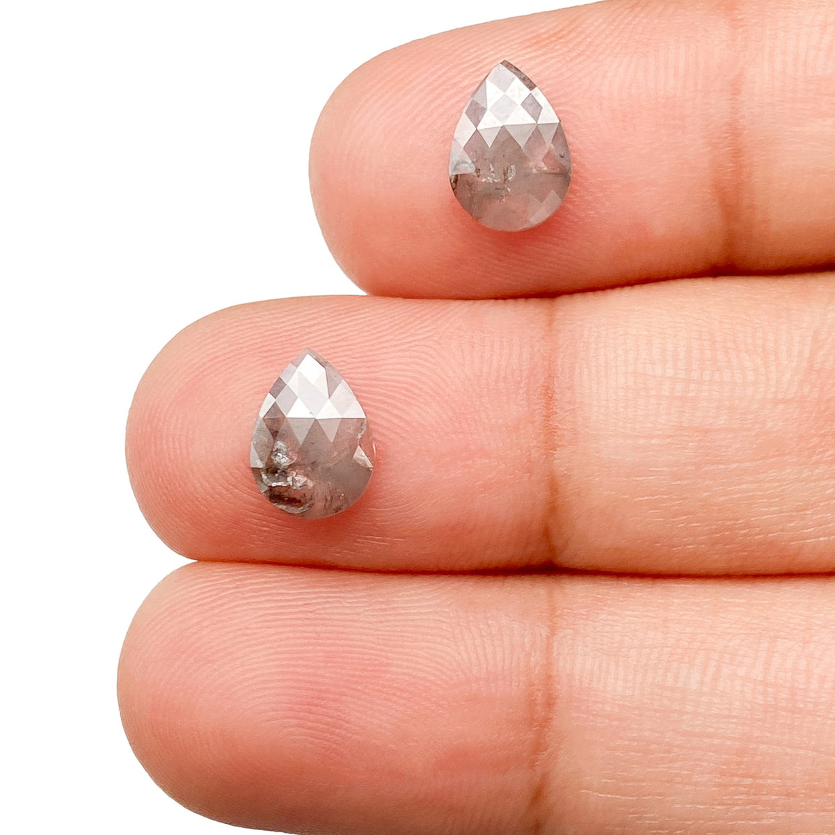 1.40cttw | Rustic  Pear Shape Brilliant Cut Diamond Matched Pair - Modern Rustic Diamond