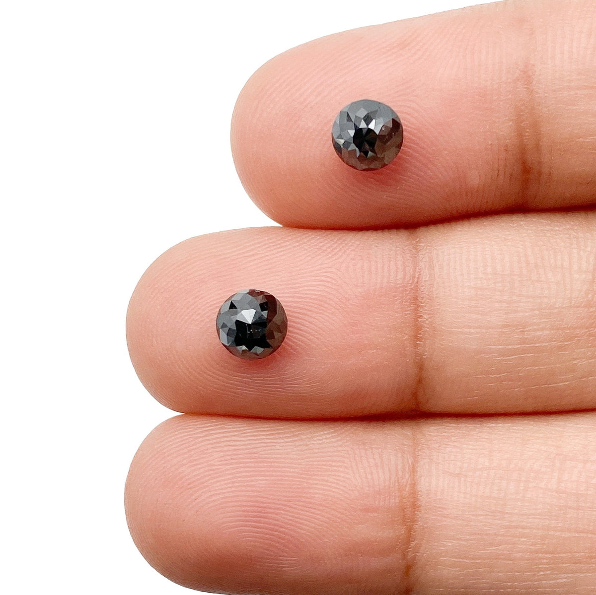 1.41cttw | Black Round Shape Rose Cut Diamond Matched Pair-Modern Rustic Diamond