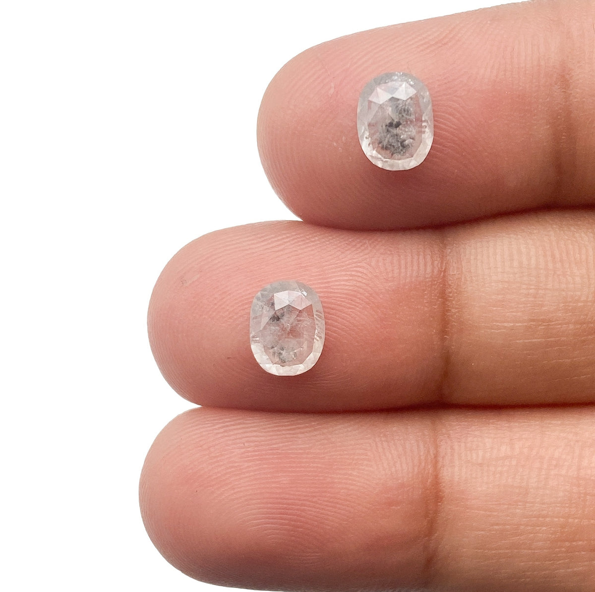 1.41cttw | Salt & Pepper Cushion Shape Rose Cut Diamond Matched Pair - Modern Rustic Diamond