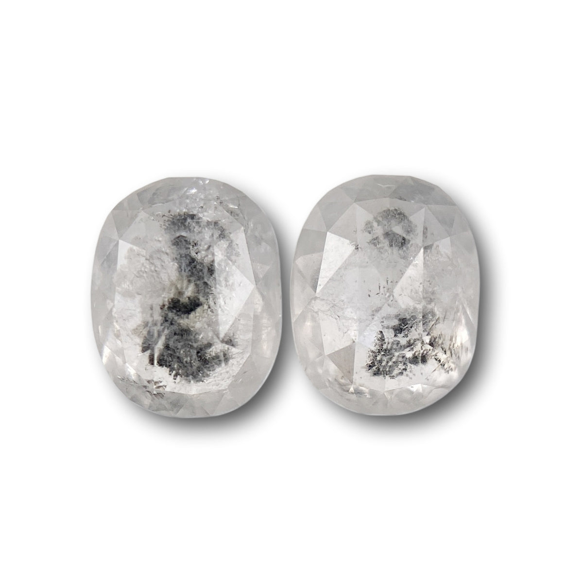 1.41cttw | Salt & Pepper Cushion Shape Rose Cut Diamond Matched Pair - Modern Rustic Diamond