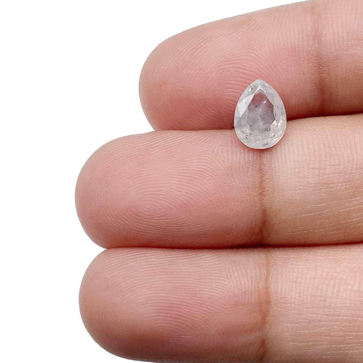 1.42ct | Salt & Pepper Pear Shape Rose Cut Diamond - Modern Rustic Diamond