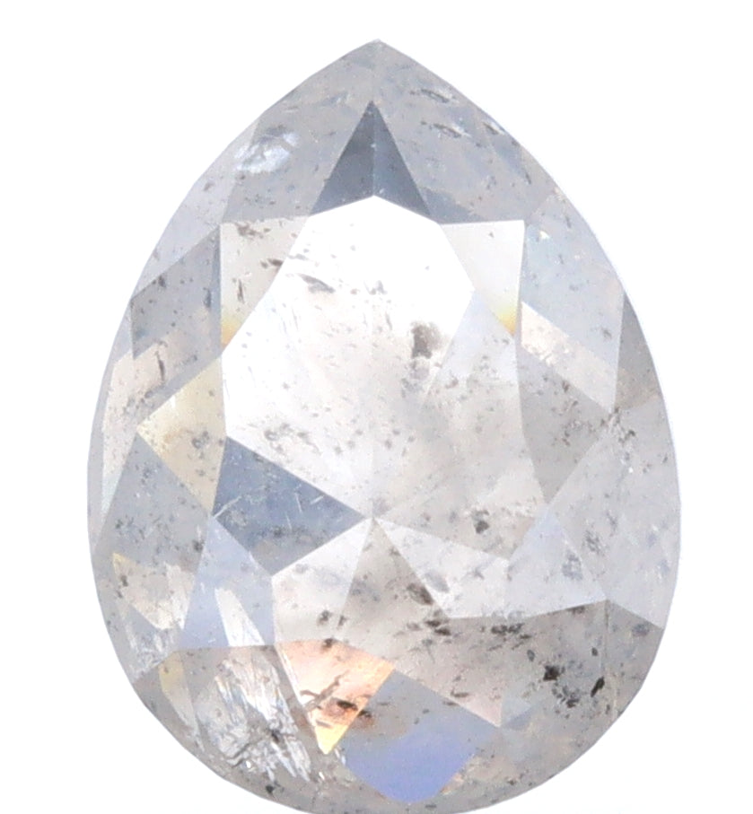 1.42ct | Salt & Pepper Pear Shape Rose Cut Diamond - Modern Rustic Diamond