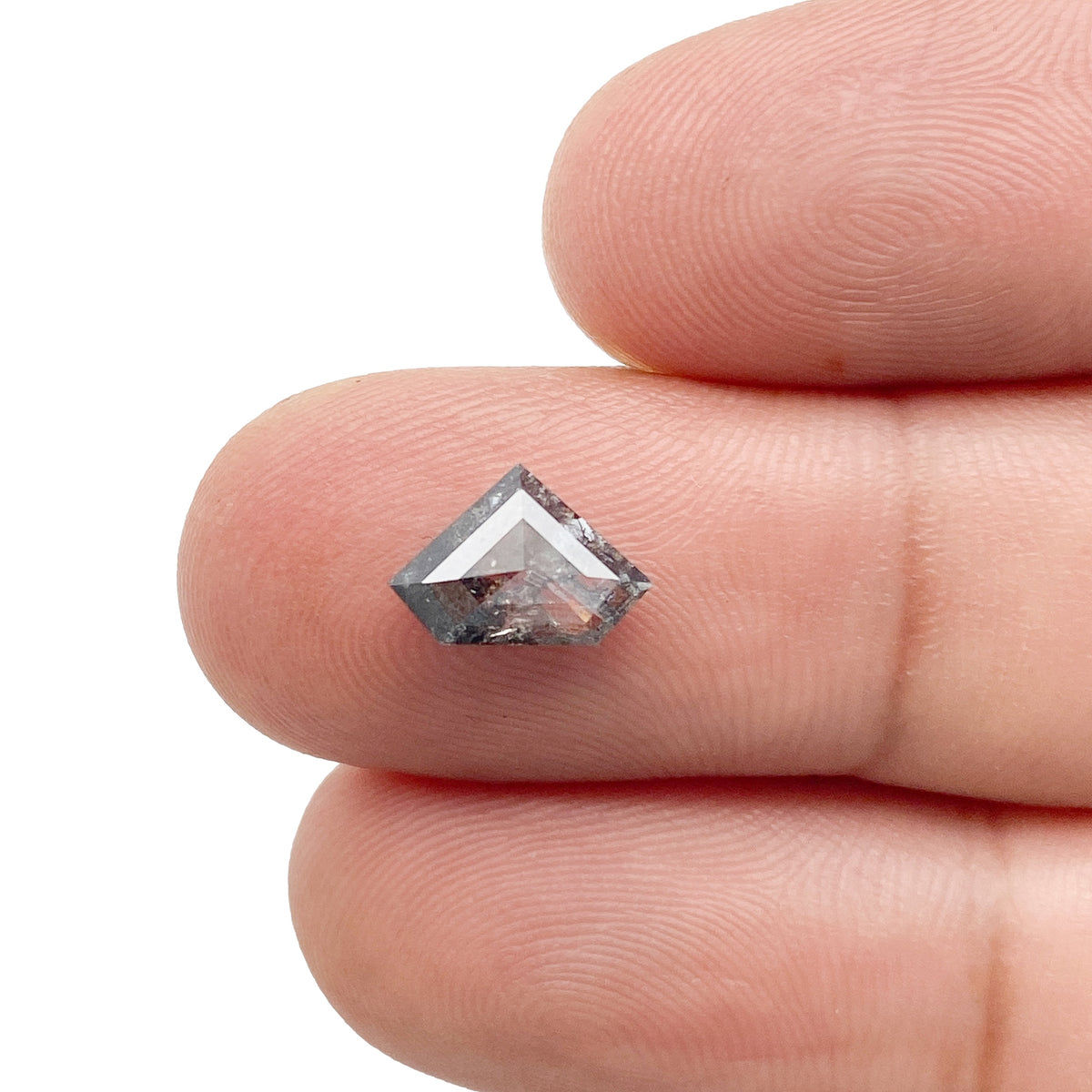 1.42ct | Salt & Pepper Shield Shape Step Cut Diamond - Modern Rustic Diamond