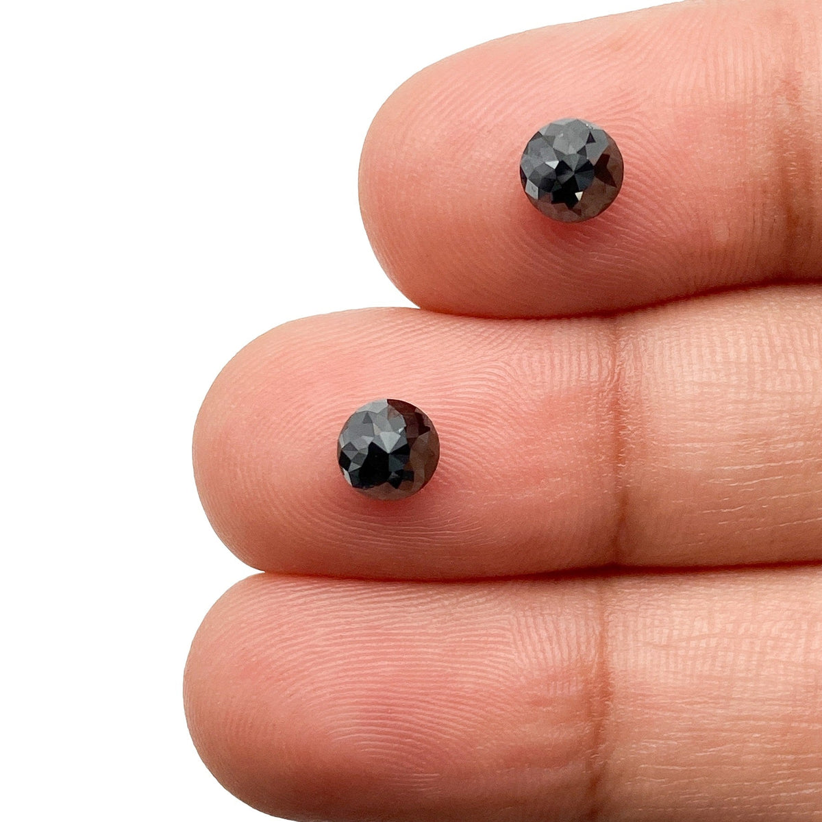 1.42cttw | Black Round Shape Rose Cut Diamond Matched Pair-Modern Rustic Diamond