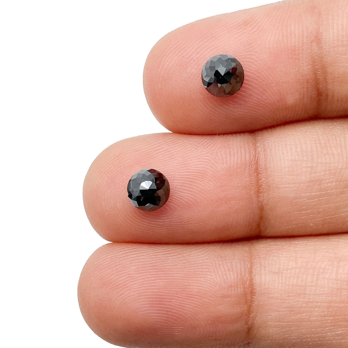 1.42cttw | Black Round Shape Rose Cut Diamond Matched Pair-Modern Rustic Diamond