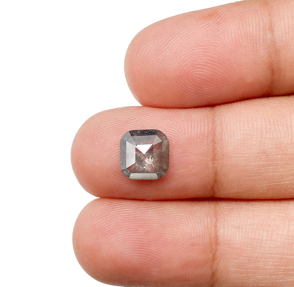 1.43ct | Salt & Pepper Cushion Shape Rose Cut Diamond - Modern Rustic Diamond