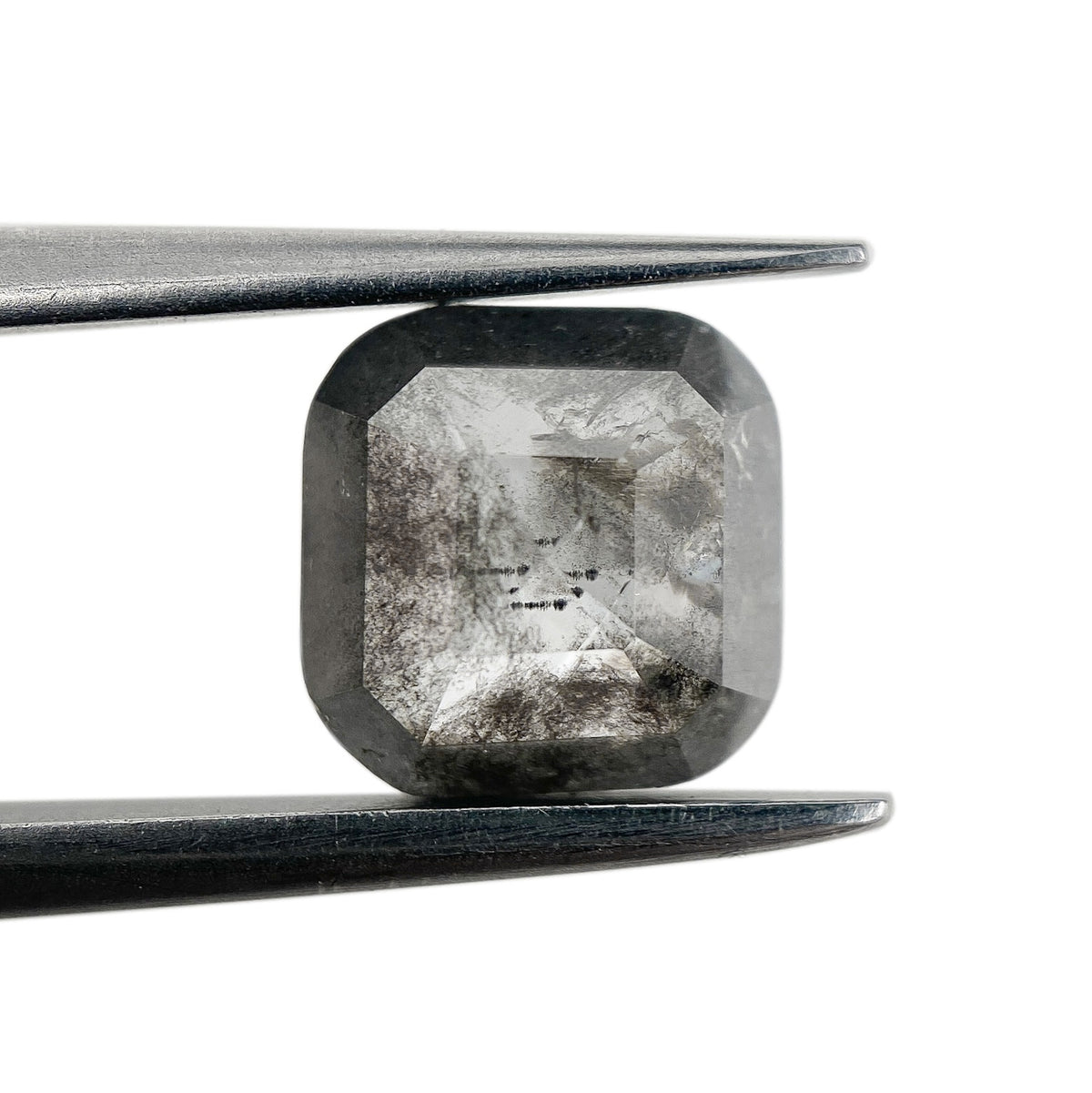 1.43ct | Salt & Pepper Cushion Shape Rose Cut Diamond - Modern Rustic Diamond