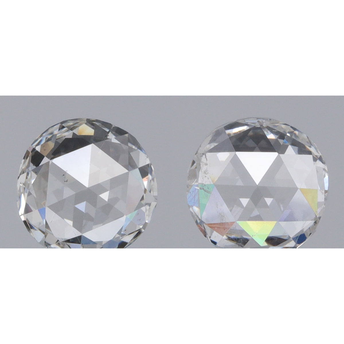 0.63cttw | H-G SI Round Shape Rose Cut Diamond Matched Pair - Modern Rustic Diamond