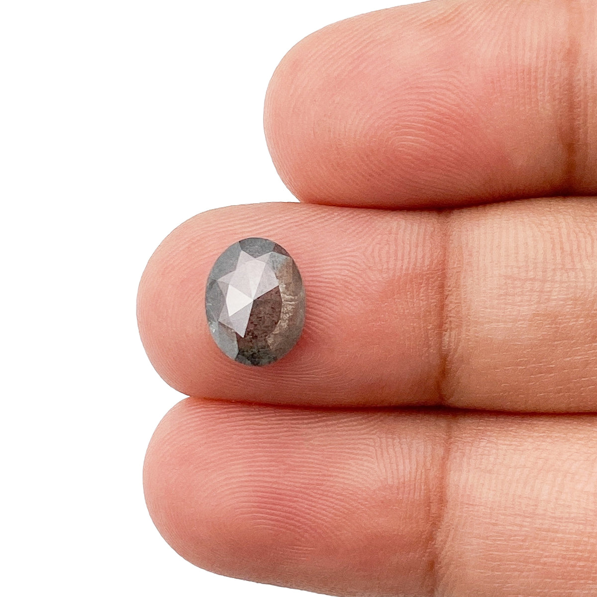1.44ct | Salt & Pepper Oval Shape Rose Cut Diamond - Modern Rustic Diamond