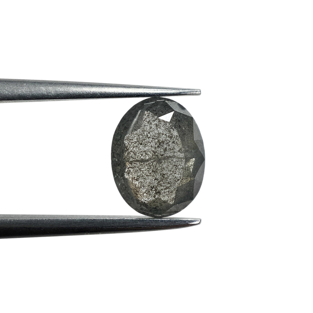 1.44ct | Salt & Pepper Oval Shape Rose Cut Diamond - Modern Rustic Diamond