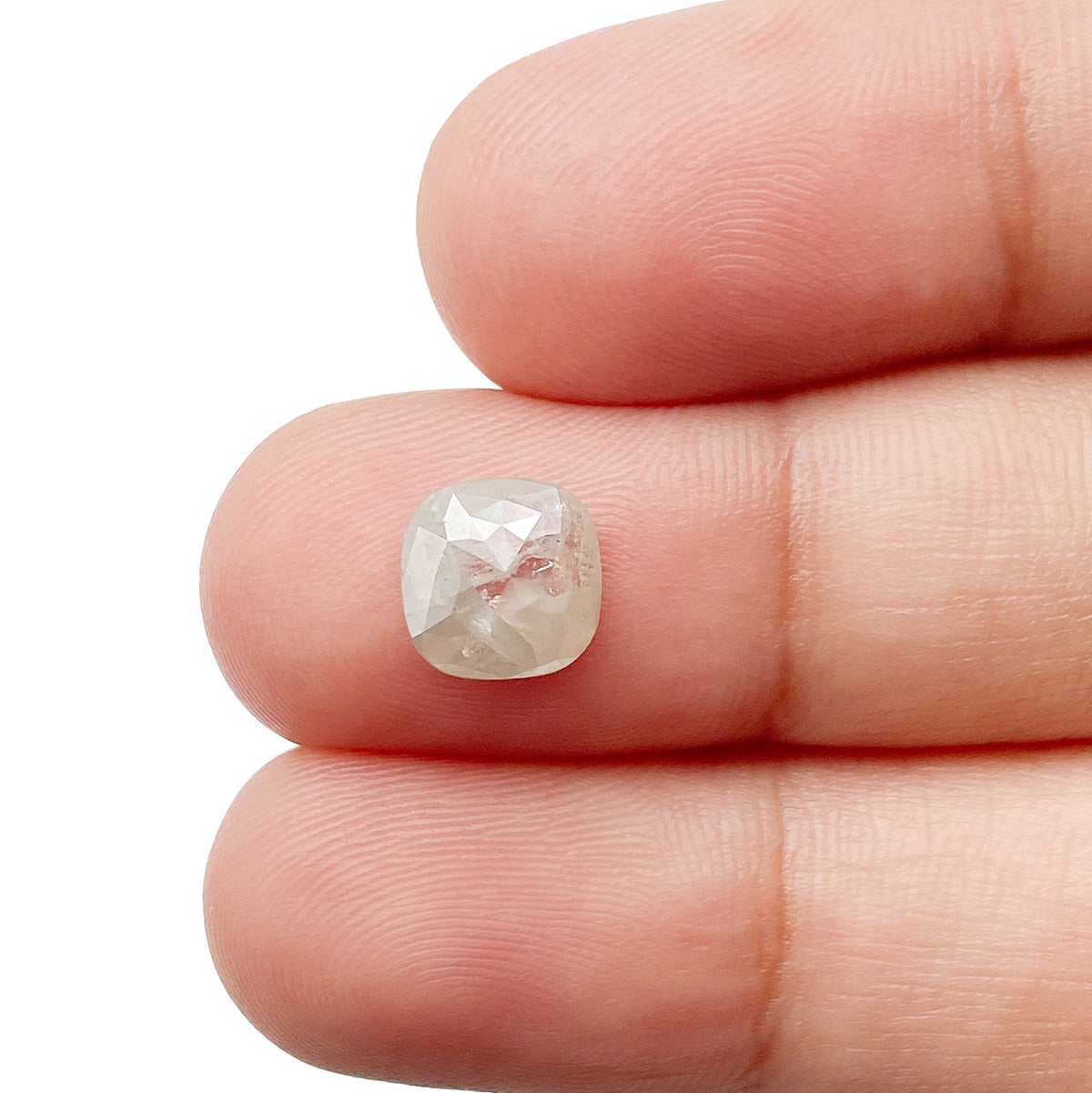 1.45ct | Salt & Pepper Cushion Shape Rose Cut Diamond - Modern Rustic Diamond