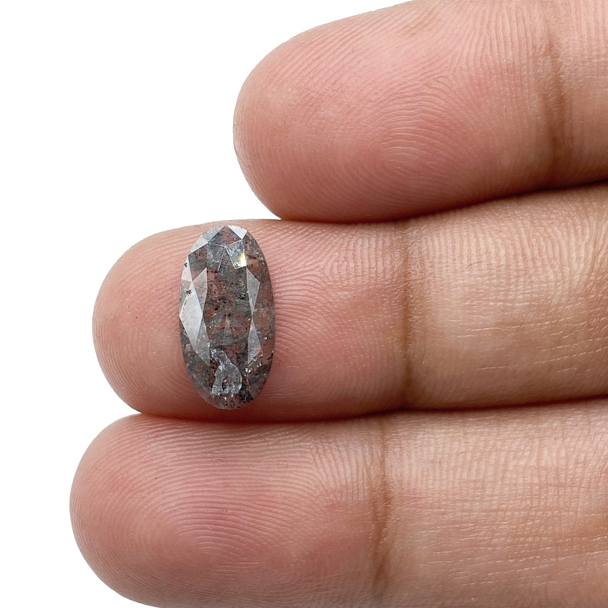 1.45ct | Salt & Pepper Oval Shape Rose Cut Diamond - Modern Rustic Diamond