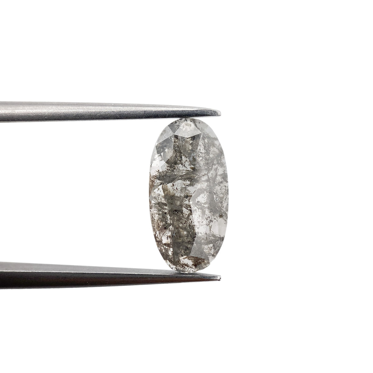 1.45ct | Salt & Pepper Oval Shape Rose Cut Diamond - Modern Rustic Diamond