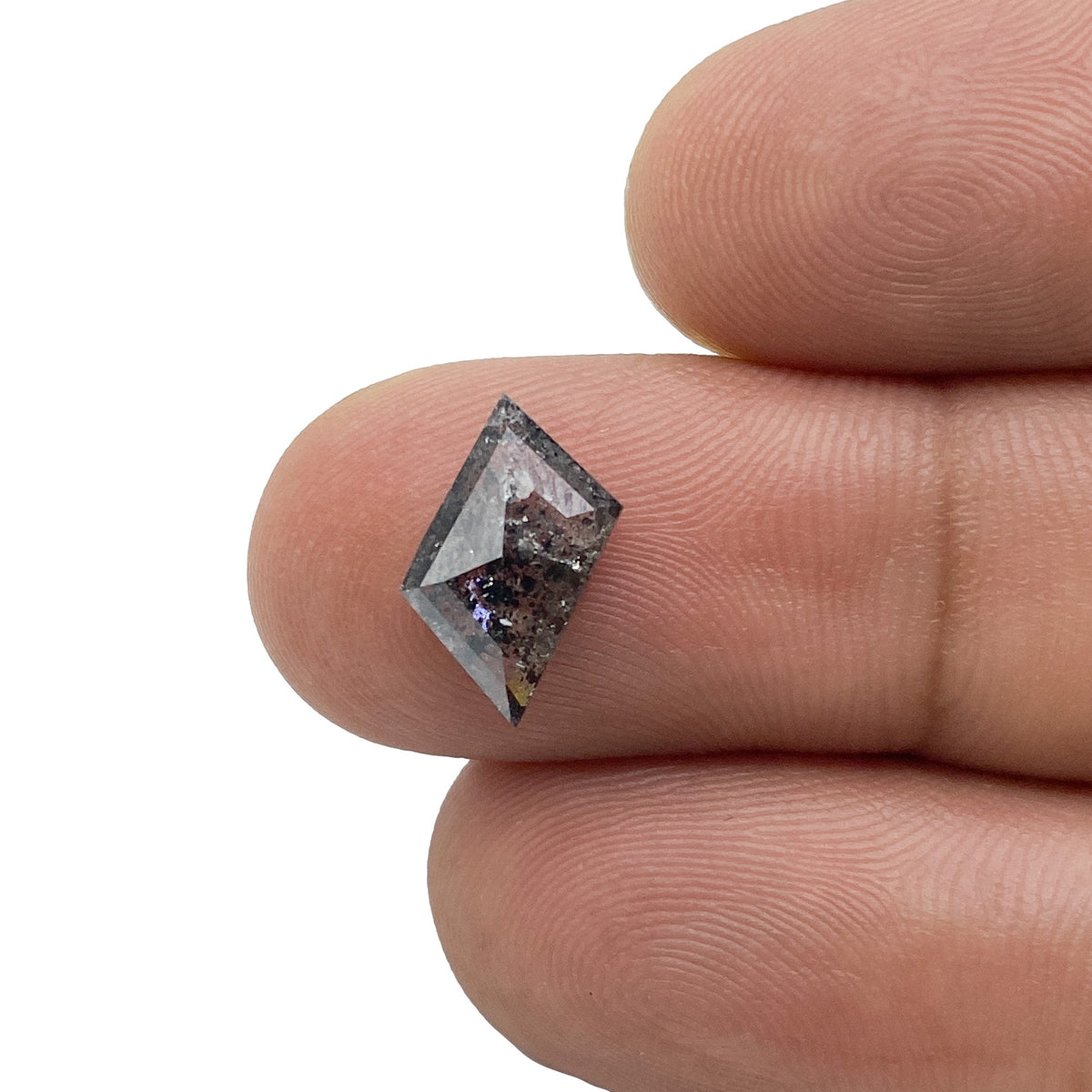 1.45ct | Salt & Pepper Rhomboid Shape Rose Cut Diamond - Modern Rustic Diamond