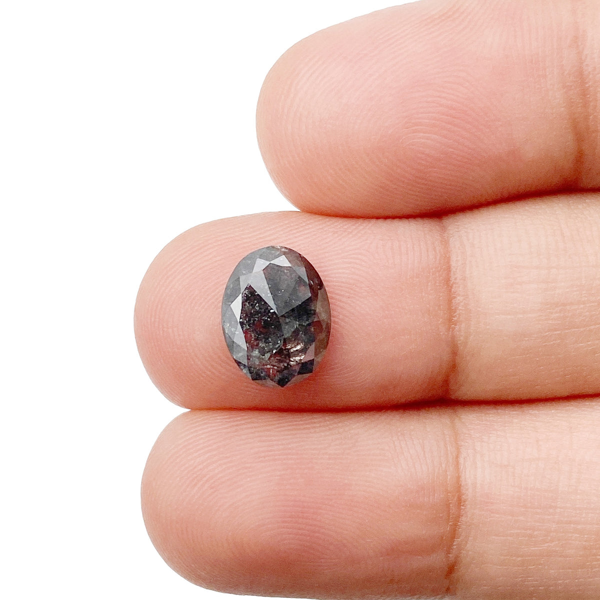 1.46ct | Salt & Pepper Oval Shape Rose Cut Diamond - Modern Rustic Diamond