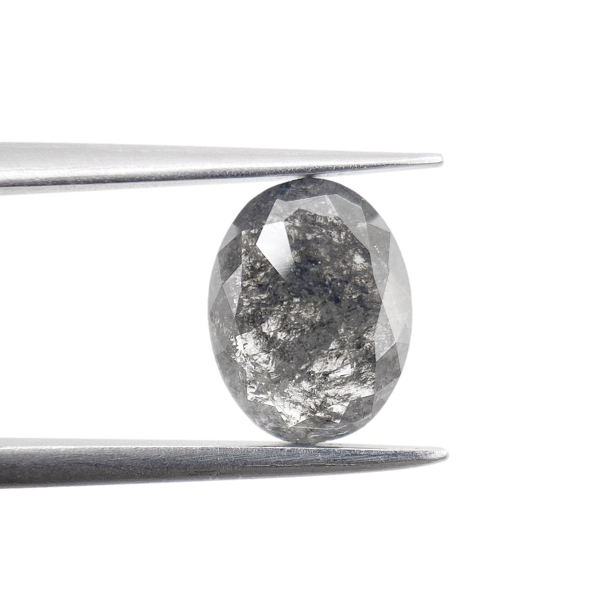 1.46ct | Salt & Pepper Oval Shape Rose Cut Diamond - Modern Rustic Diamond