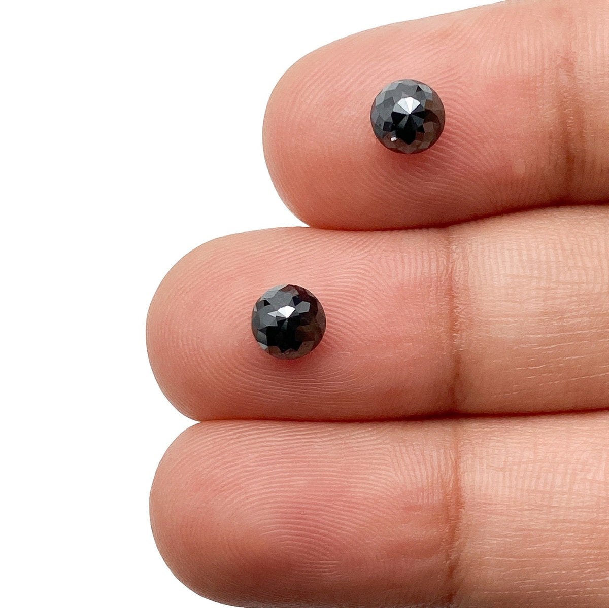 1.46cttw | Black Round Shape Rose Cut Diamond Matched Pair-Modern Rustic Diamond