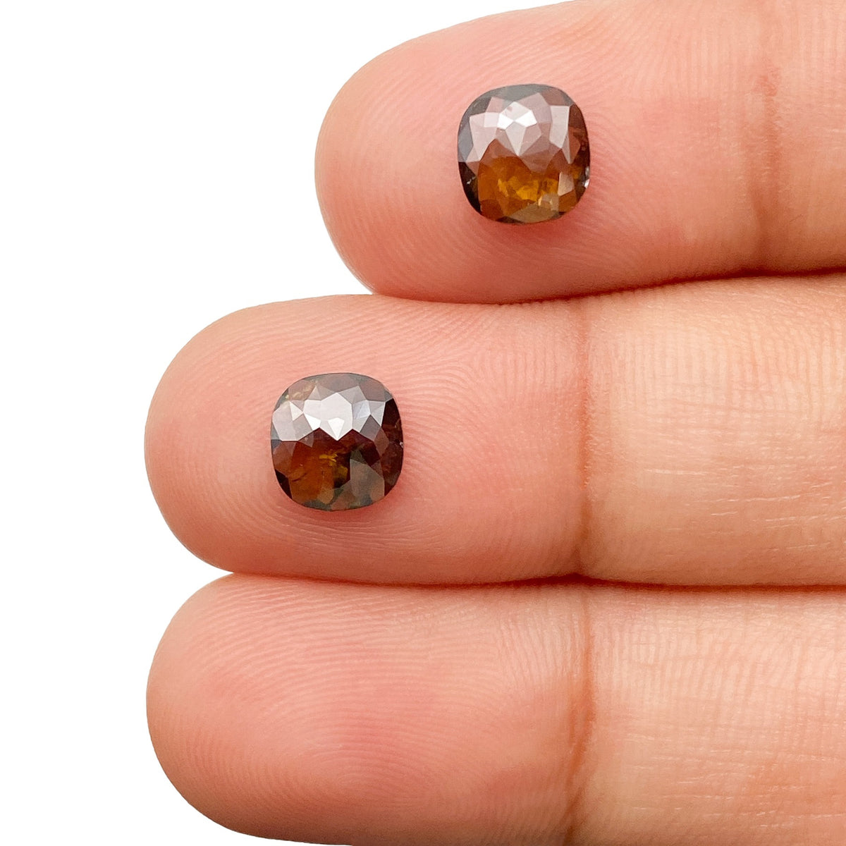 1.46cttw | Rustic  Cushion Shape Rose Cut Diamond Matched Pair - Modern Rustic Diamond