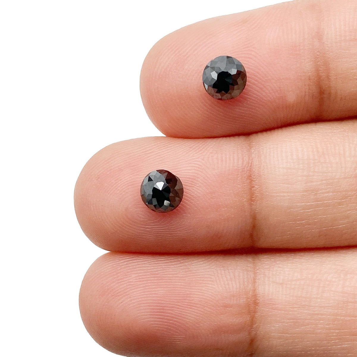 1.47cttw | Black Round Shape Rose Cut Diamond Matched Pair-Modern Rustic Diamond