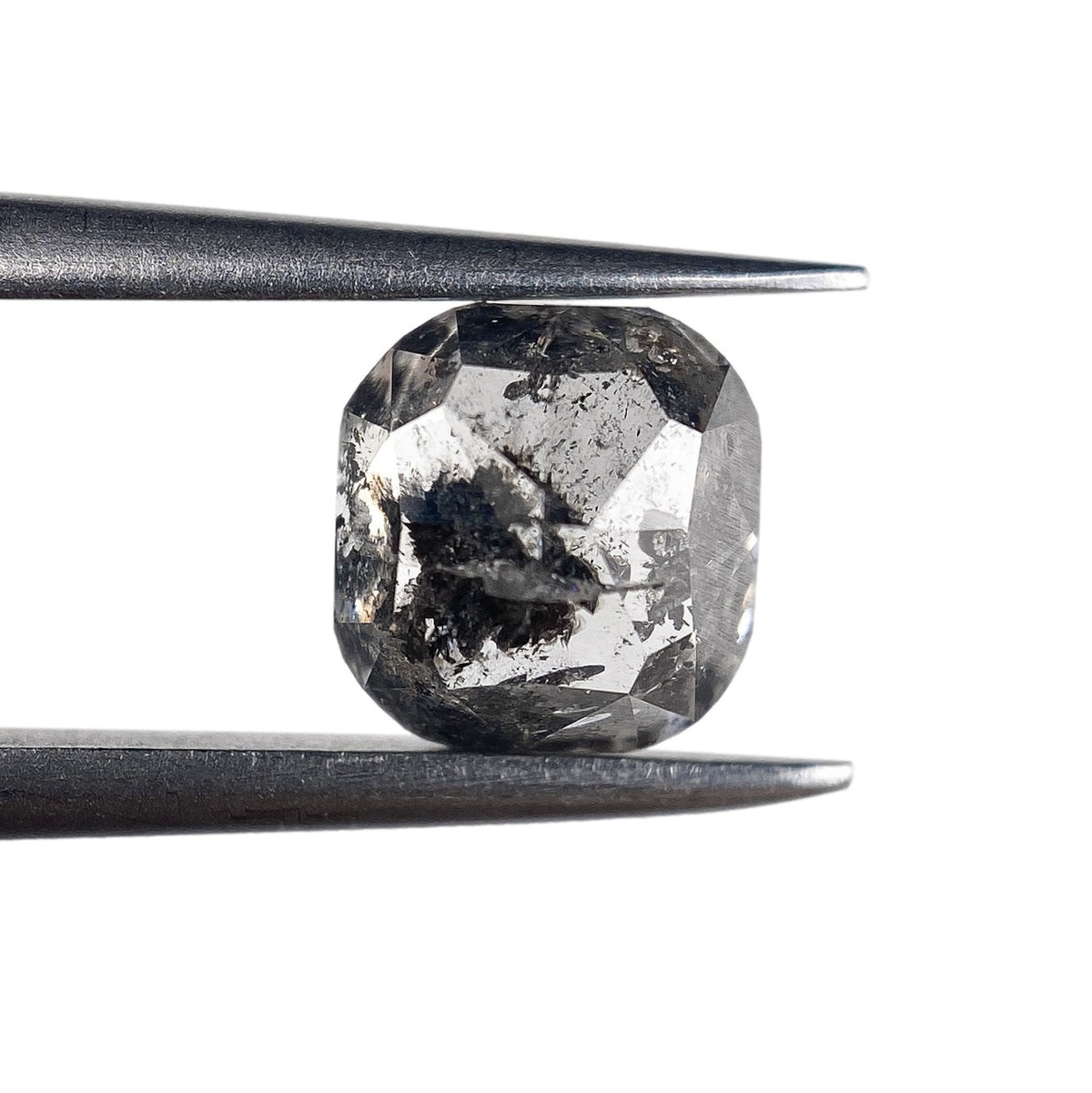 1.48ct | Salt & Pepper Cushion Shape Rose Cut Diamond - Modern Rustic Diamond