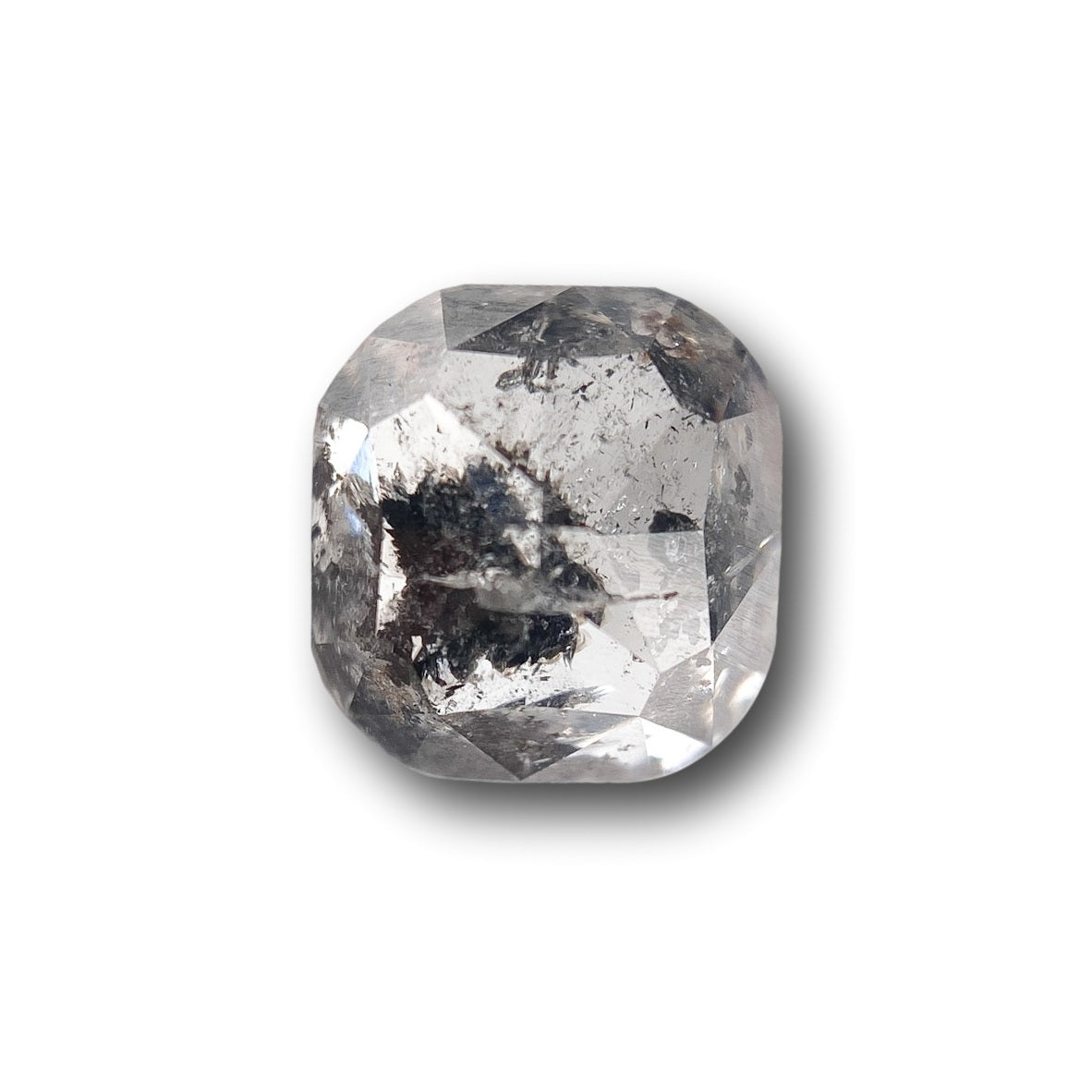 1.48ct | Salt & Pepper Cushion Shape Rose Cut Diamond - Modern Rustic Diamond