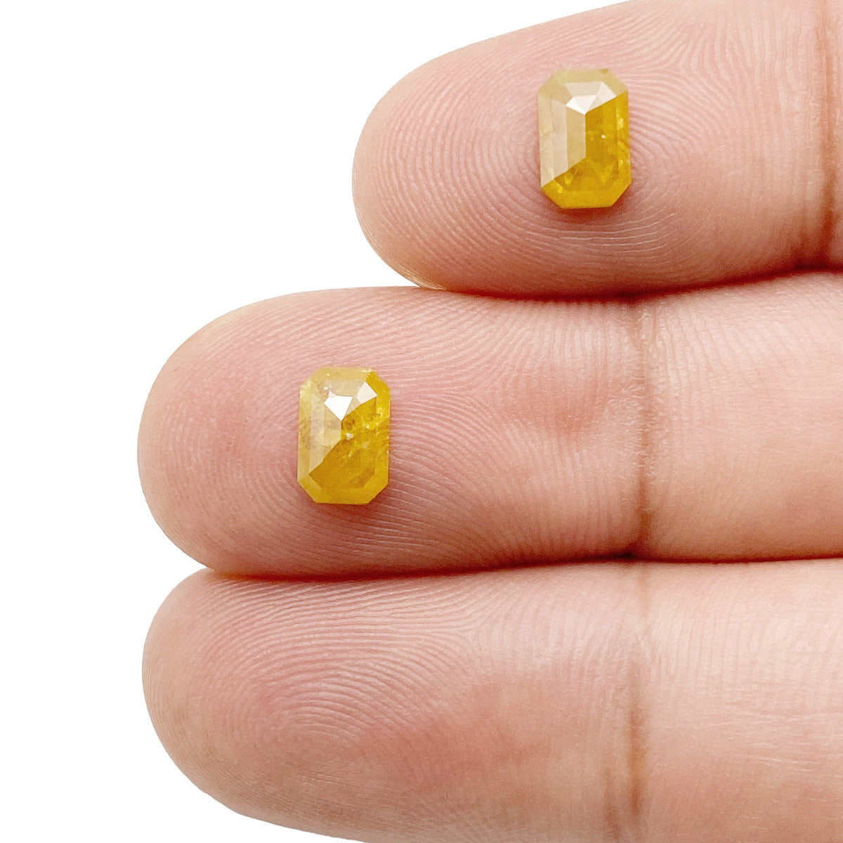 1.48cttw | Salt & Pepper Emerald Shape Rose Cut Diamond Matched Pair - Modern Rustic Diamond