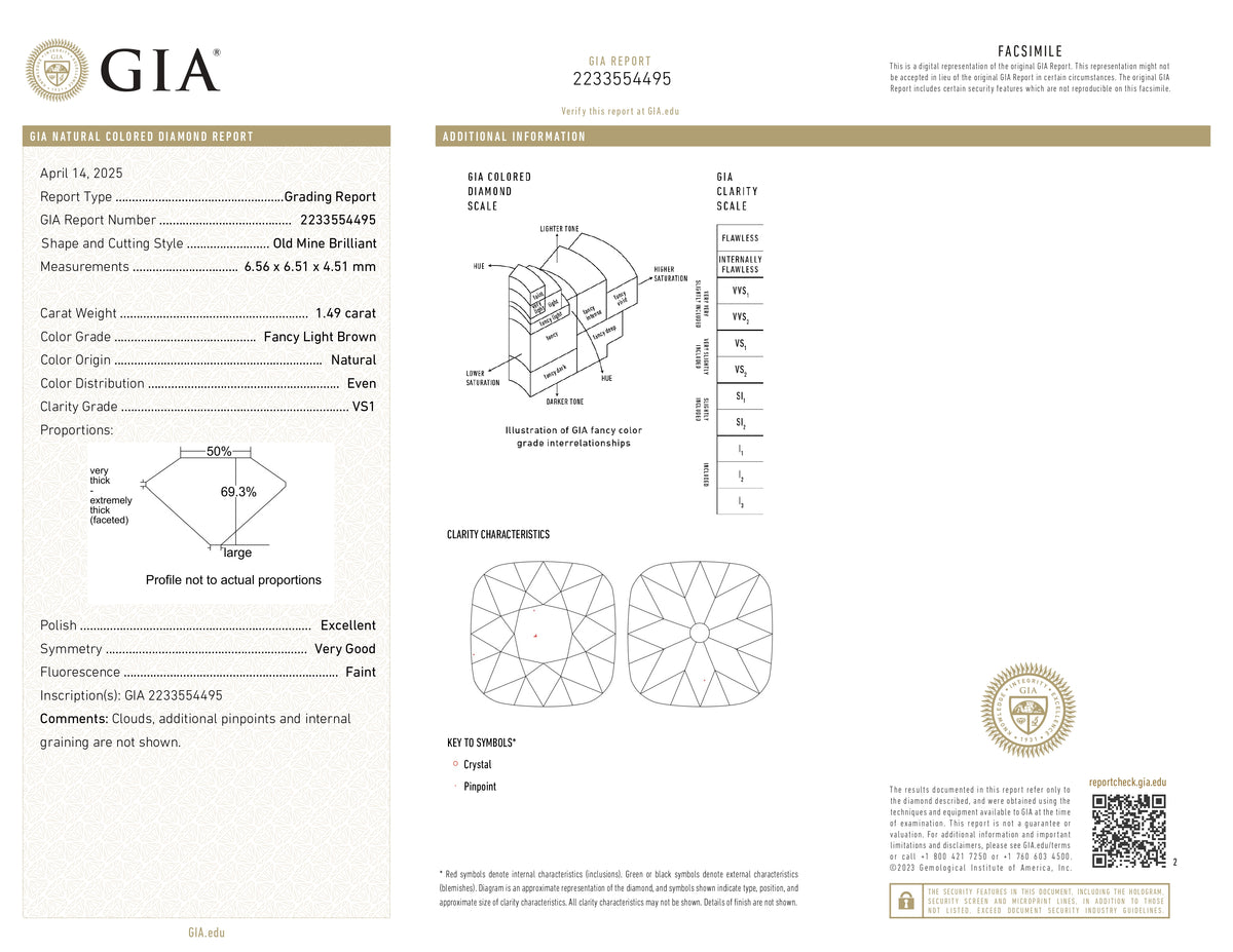 1.49ct | Light Brown VS1 Cushion Shape Old Mine Cut Diamond (GIA) - Modern Rustic Diamond