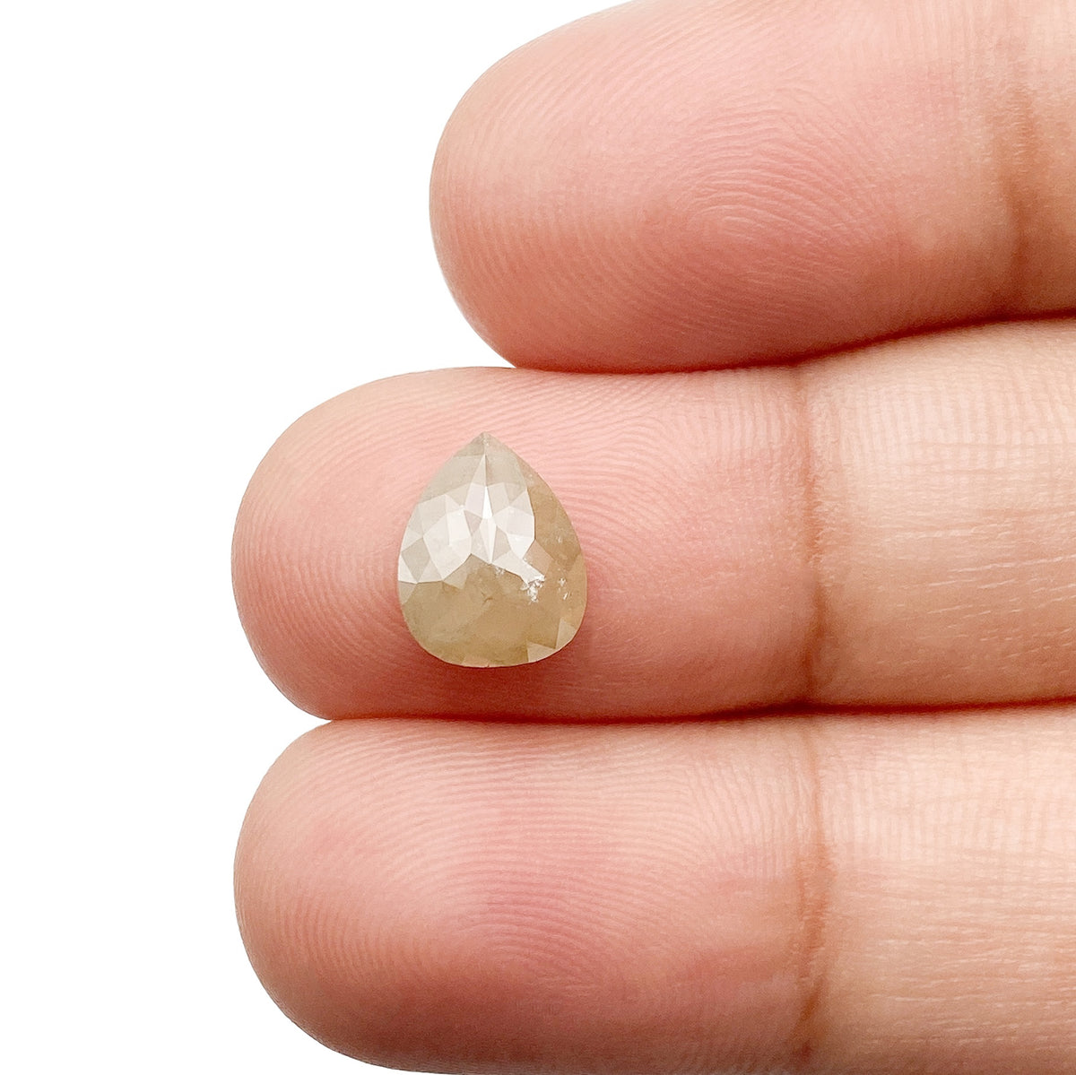 1.49ct | Salt & Pepper Pear Shape Rose Cut Diamond - Modern Rustic Diamond
