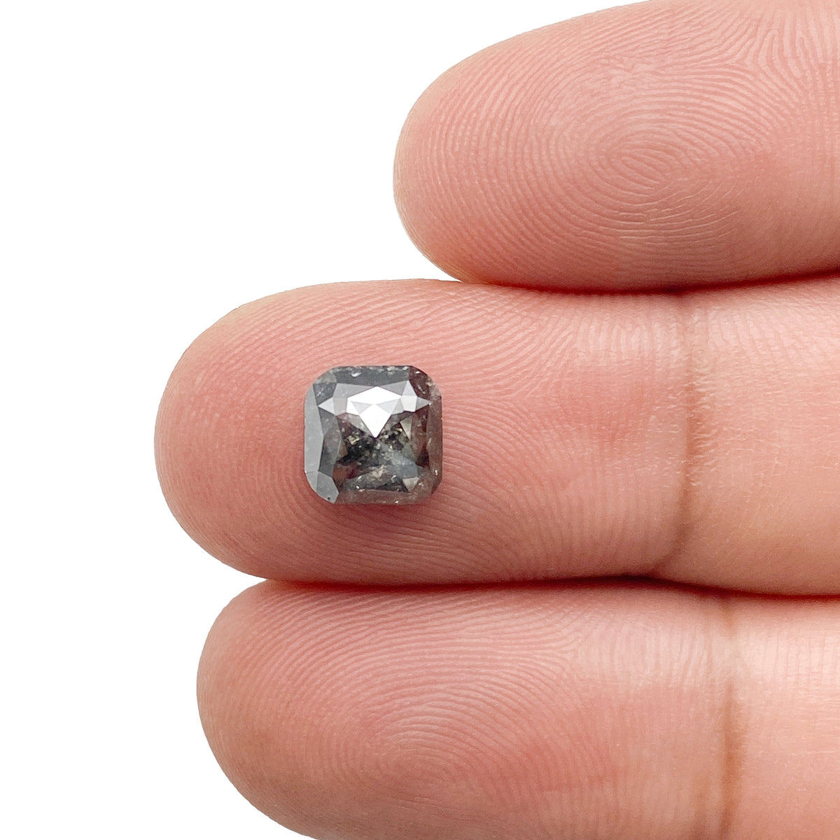 1.49ct | Salt & Pepper Cushion Shape Rose Cut Diamond - Modern Rustic Diamond