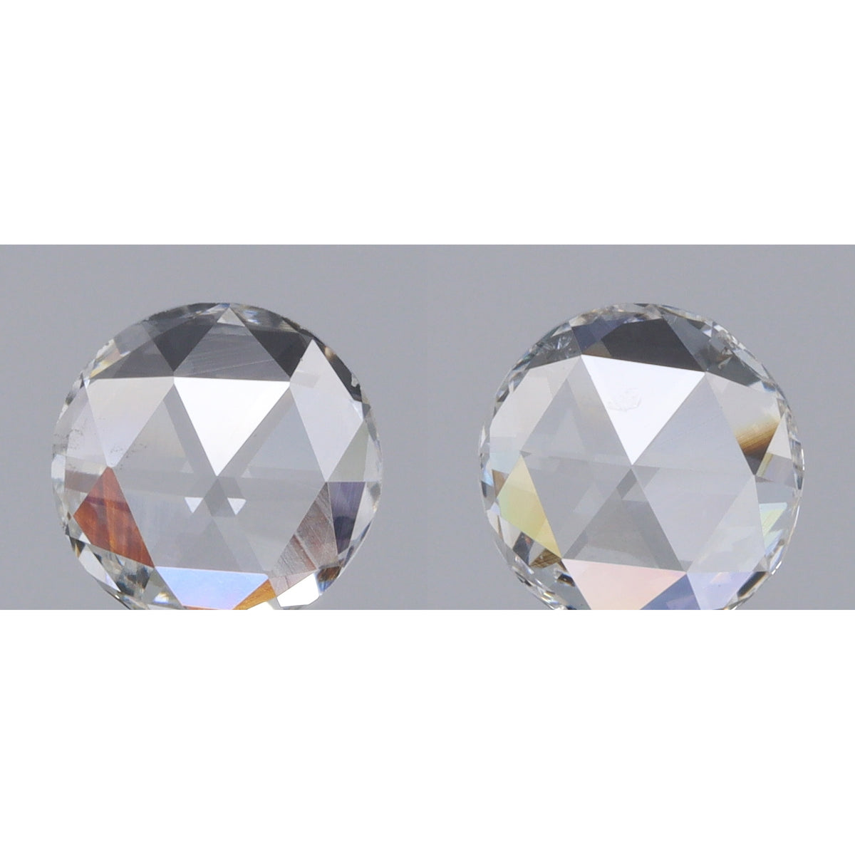0.66cttw | G-H VS-SI Round Shape Rose Cut Diamond Matched Pair - Modern Rustic Diamond