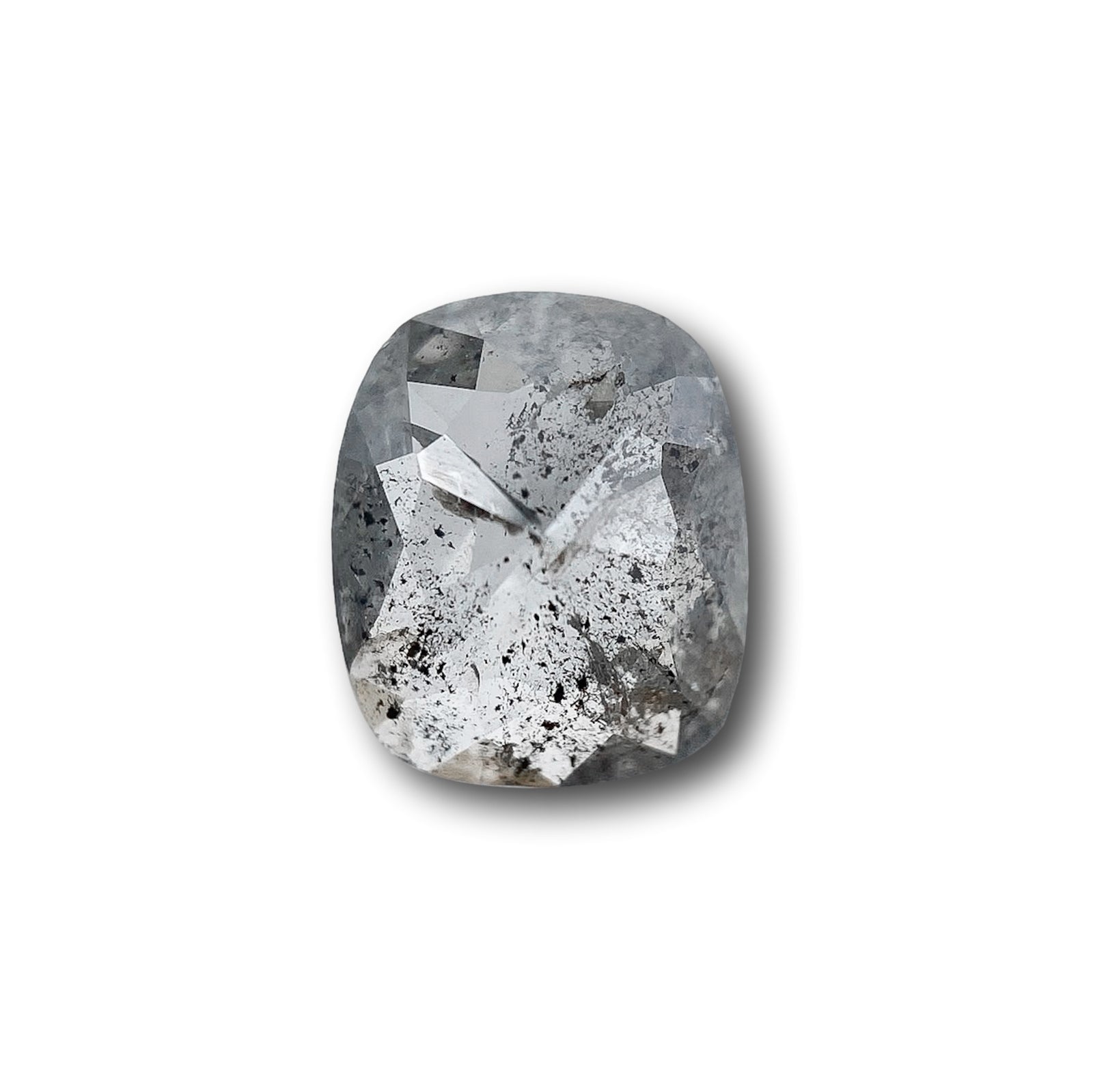 0.83ct | Salt & Pepper Cushion Shape Rose Cut Diamond - Modern Rustic Diamond