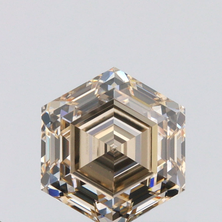0.79ct | Champagne VVS2 Hexagon Shape Step Cut Diamond (GIA) - Modern Rustic Diamond