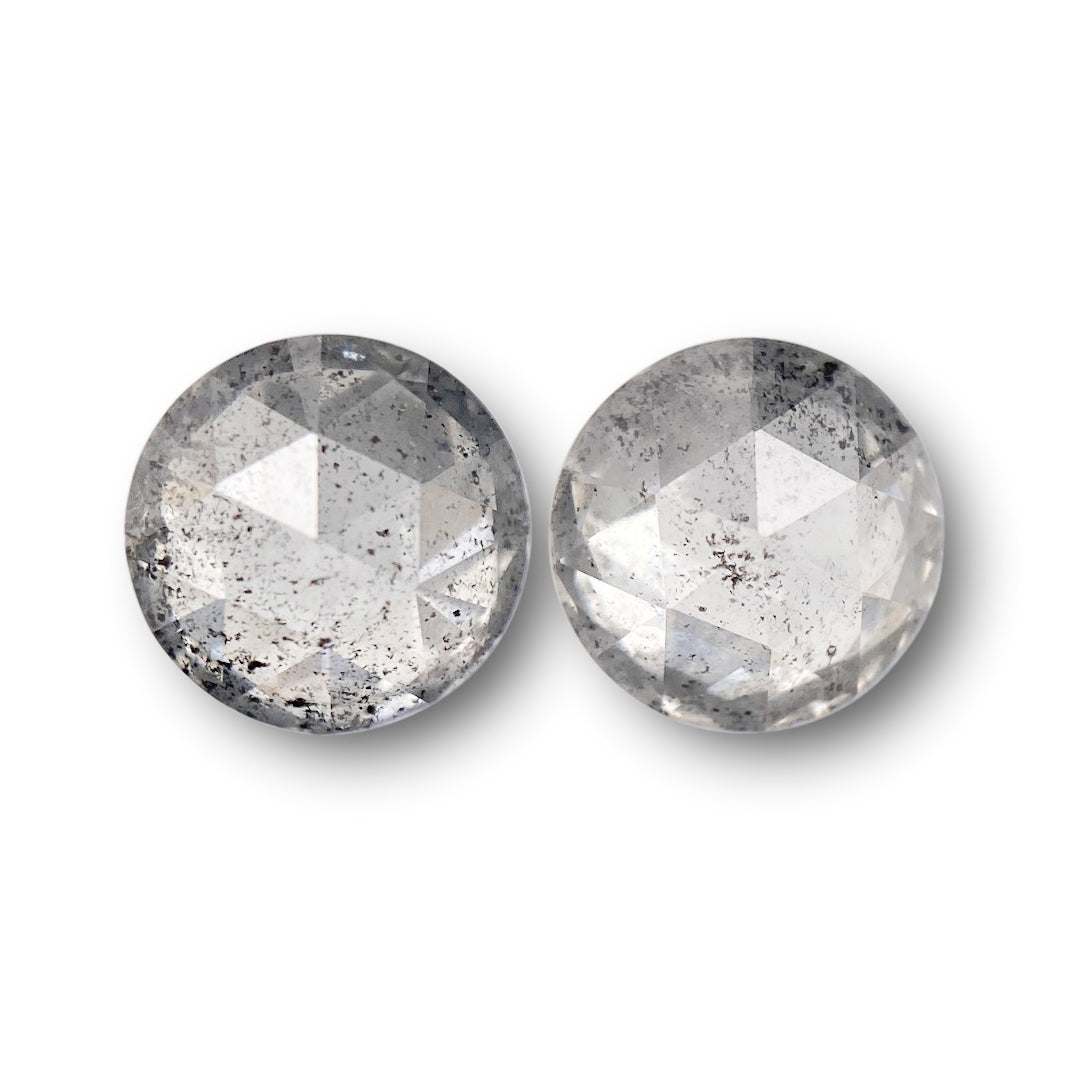 1.56cttw | Salt & Pepper Round Shape Rose Cut Diamond Matched Pair
