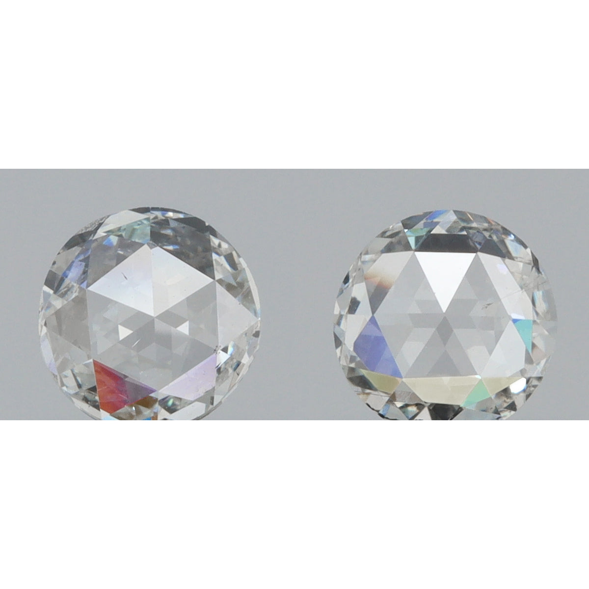 0.89cttw | H-I SI Round Shape Rose Cut Diamond Matched Pair - Modern Rustic Diamond