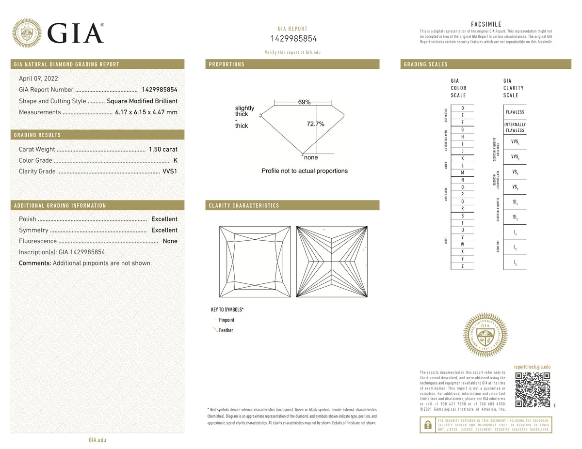 1.50ct | K/VVS1 Princess Shape Brilliant Cut Diamond (GIA) - Modern Rustic Diamond