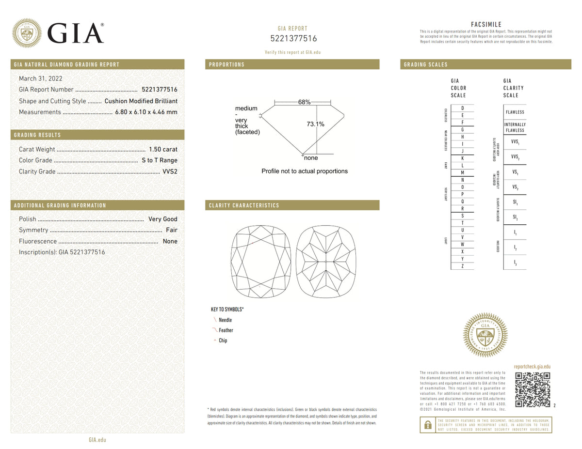 1.50ct | S-T/VVS2 Cushion Shape Brilliant Cut Diamond (GIA) - Modern Rustic Diamond