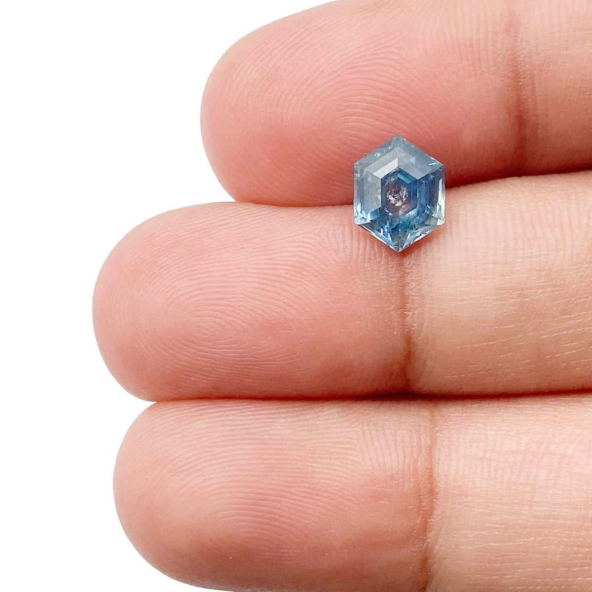1.50ct | Step Cut Hexagon Shape Blue Montana Sapphire-Modern Rustic Diamond