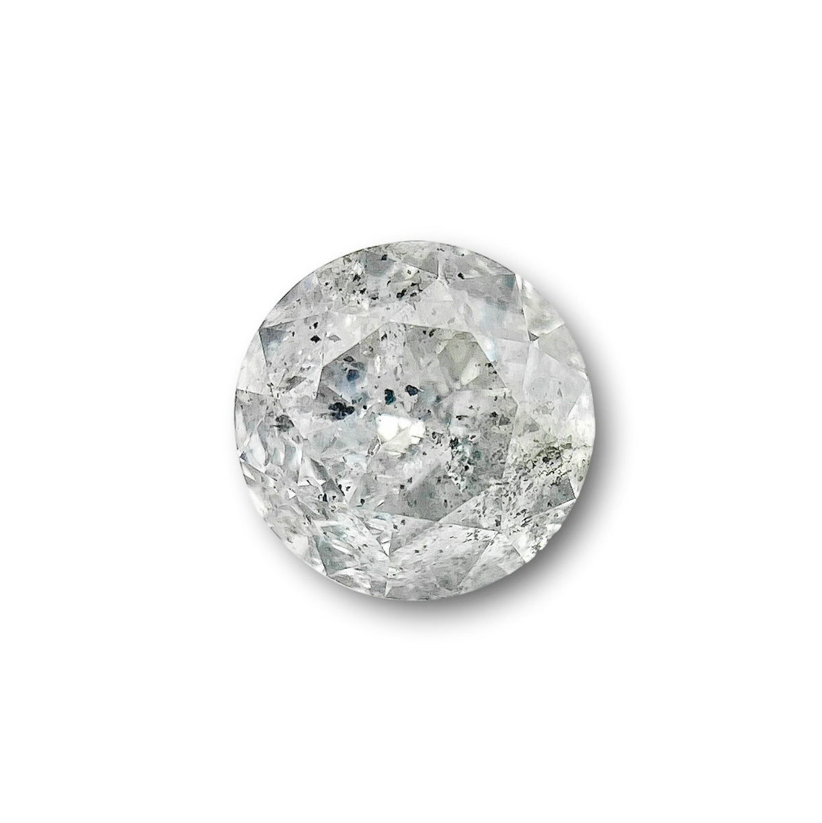 0.54ct | Salt & Pepper Round Shape Brilliant Cut Diamond - Modern Rustic Diamond